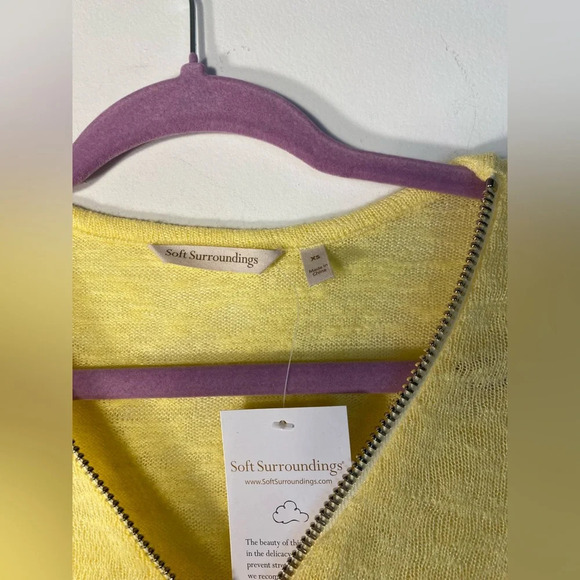 NWT Soft Surroundings|| Sweater Womens  Yellow Zip V-Neck Long Sleeve Pu… - Picture 3 of 5